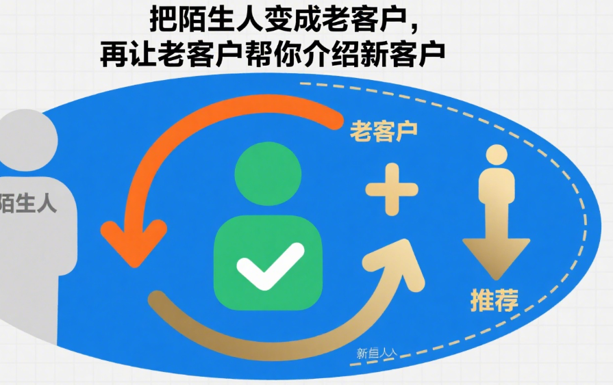 把陌生人变成老客户，再让老客户帮你介绍新客户